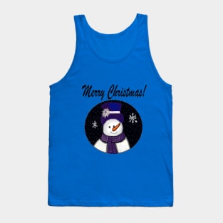 Blue Snowman Merry Christmas Tank Top